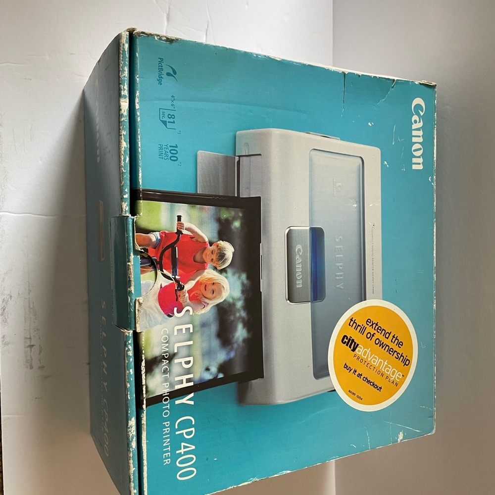 Canon SELPHY CP400 Photo Printer & Paper  in White and Blue